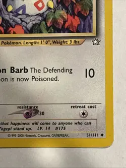 Pokemon TCG Togepi Neo Genesis Unlimited Uncommon Card 51/111 First Edition HP - Image 4