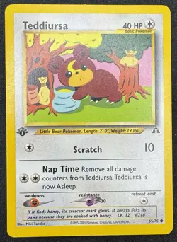 Teddiursa 65/75 Common - 1st Edition Neo Discovery Pokemon Card - LP - Image 1