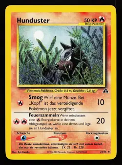 Houndour (Hunduster) 24/75 Rare GERMAN Neo Discovery Pokemon Card - Image 1