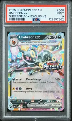2025 POKEMON PRE EN-PRISMATIC EVOLUTIONS SURPRISE BOX EXCLUSIVE UMBREON EX PSA 9 - Image 1