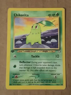 Pokemon Chikorita 53/111 Neo Genesis 1st Edition LP See Pictures - Image 1