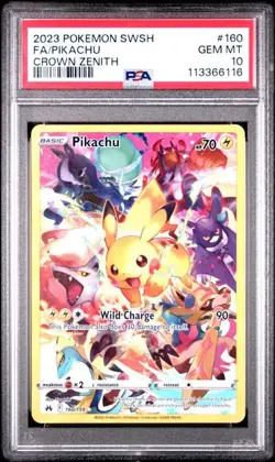 PSA 10 Pikachu Full Art Secret Rare 160/159 Crown Zenith Sword & Shield Pokemon - Image 1