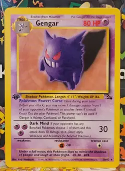 Vintage Pokemon WoTC Fossil Gengar 20/62 1st Edition Non-Holo Rare LP-NM - Image 1
