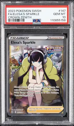 2023 POKEMON SWORD & SHIELD CROWN ZENITH #147 FULL ART/ELESA'S SPARKLE PSA 10 - Image 1