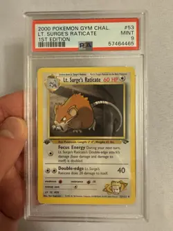 2000 Pokemon 1st Edition Lt. Surge’s Raticate Gym Challenge 53/132 - PSA 9 Mint! - Image 2
