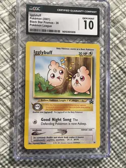 CGC 10 GEM MINT Graded Pokemon 2001 Igglybuff #36 Black Star Promo - Image 1