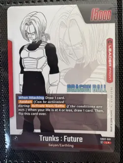 Trunks : Future -SB02-001 (Alt art) Leader Dragon Ball Super Card Game - Image 2