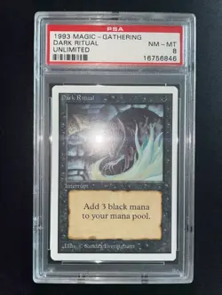 MTG Dark Ritual Unlimited PSA 8 Graded NM 1993 - Image 2
