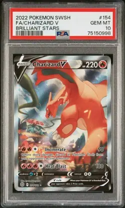 2022 POKEMON SWORD & SHIELD BRILLIANT STARS #154 FULL ART/CHARIZARD V PSA 10 (B) - Image 1