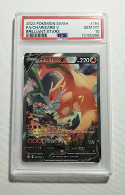 2022 POKEMON SWORD & SHIELD BRILLIANT STARS #154 FULL ART/CHARIZARD V PSA 10 (B) - Image 3
