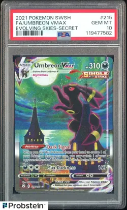2021 Pokemon SWSH Evolving Skies Secret #215 FA Umbreon VMAX PSA 10 GEM MINT - Image 1