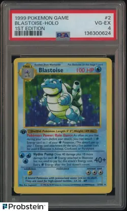 1999 Pokemon Game 1st Edition #2 Blastoise Holo PSA 4 VG-EX - Image 1