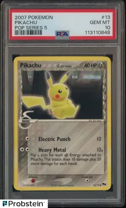 2007 Pokemon POP Series 5 #13 Pikachu PSA 10 GEM MINT - Image 1