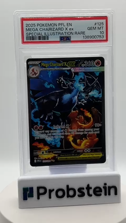 2025 Pokemon PFL En Special Illustration Rare #125 Mega Charizard X Ex PSA 10 - Image 2