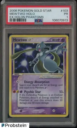 2006 Pokemon Gold Star Ex Holon Phantoms #103 Mewtwo Holo PSA 1 PR - Image 1