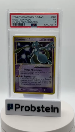 2006 Pokemon Gold Star Ex Holon Phantoms #103 Mewtwo Holo PSA 1 PR - Image 2