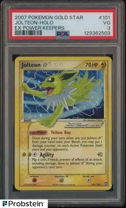 2007 Pokemon Gold Star Ex Power Keepers #101 Jolteon Holo PSA 3 VG - Image 1