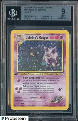 2000 Pokemon Gym Heroes 1st Edition #14 Sabrina's Gengar Holo BGS 9 MINT - Image 1