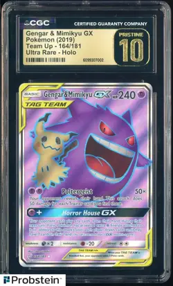 2019 Pokemon Team Up 164/181 Gengar & Mimikyu Gx Ultra Rare Holo CGC 10 PRISTINE - Image 1