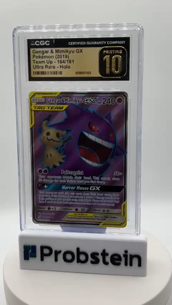 2019 Pokemon Team Up 164/181 Gengar & Mimikyu Gx Ultra Rare Holo CGC 10 PRISTINE - Image 2