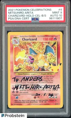 Mitsuhiro Arita Signed 2021 Pokemon Clbrtns #4 Charizard Holo PSA/DNA 9 AUTO 10 - Image 1