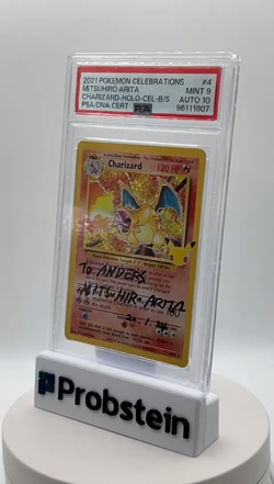 Mitsuhiro Arita Signed 2021 Pokemon Clbrtns #4 Charizard Holo PSA/DNA 9 AUTO 10 - Image 2