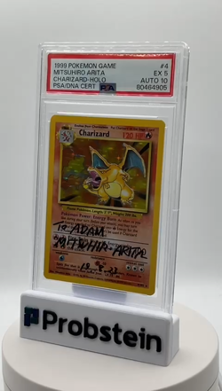 Mitsuhiro Arita Signed 1999 Pokemon Game #4 Charizard Holo PSA/DNA 5 AUTO 10 - Image 2