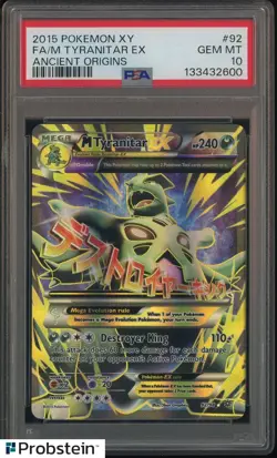 2015 Pokemon XY Ancient Origins #92 M Tyranitar Ex FA PSA 10 GEM MINT - Image 1