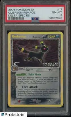 2005 Pokemon Ex Delta Species #17 Umbreon Reverse Foil PSA 8 NM-MT - Image 1