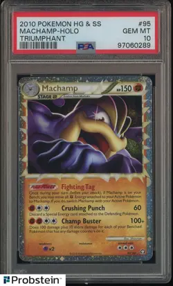 2010 Pokemon HG & SS Triumphant #95 Machamp Holo PSA 10 GEM MINT - Image 1