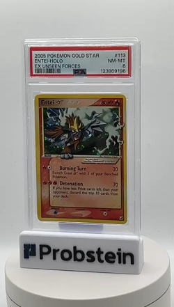 2005 Pokemon Entei Gold Star Holo EX Unseen Forces 113/115 PSA 8 NM-MT - Image 2