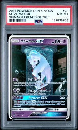 2017 POKEMON SUN & MOON SHINING LEGENDS SECRET #78 MEWTWO GX PSA 8 - Image 1