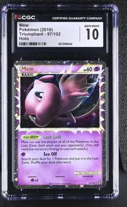 CGC 10 GEM MINT Mew 2010 Triumphant 97/102 Holo Pokemon Card - Image 1