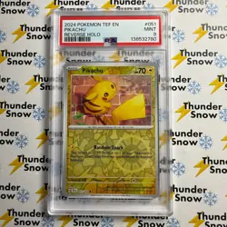 ⚡❄ 2024 Pokemon Temporal Forces #051 - Pikachu Reverse Holo PSA 9 ⚡❄ - Image 1