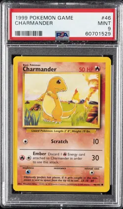 1999 POKEMON GAME #46 CHARMANDER PSA 9 - Image 1