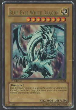 Yu-Gi-Oh Blue-Eyes White Dragon LOB-001 Ultra Rare Wavy Print 1st Edition - Image 1
