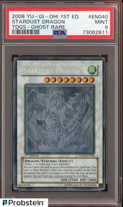 2008 Yu-Gi-Oh! 1st Edition TDGS Ghost Rare #EN040 Stardust Dragon PSA 9 MINT - Image 1