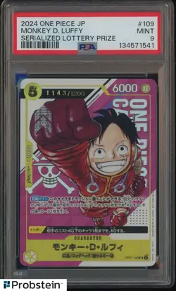 2024 One Piece JPN Serialized Lottery Prize 109 Monkey D. Luffy /1200 PSA 9 MINT - Image 1