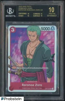 2022 One Piece Romance Down OP01025 Roronoa Zoro SR BGS 10 BLACK LABEL - Image 1