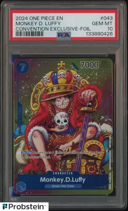 2024 One Piece EN Convention Exclusive Foil #043 Monkey D. Luffy PSA 10 GEM MINT - Image 1