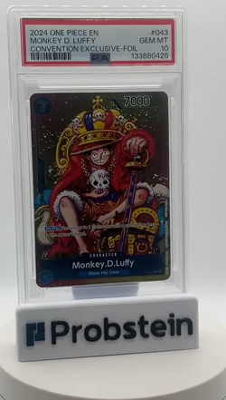 2024 One Piece EN Convention Exclusive Foil #043 Monkey D. Luffy PSA 10 GEM MINT - Image 2