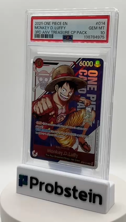 2025 One Piece EN 3rd Anniversary Treasure CP Pack #014 Monkey D. Luffy PSA 10 - Image 2