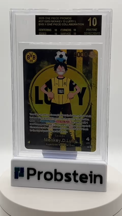 2025 BVB X ONE PIECE MATCH DAY PROMOS #003 MONKEY D. LUFFY BGS 10 BLACK LABEL - Image 2