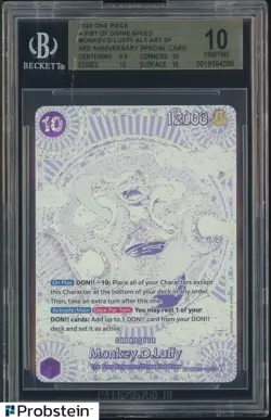 2025 ONE PIECE EN MONKEY D LUFFY 3RD ANNIVERSARY SILVER OP05-119 BGS 10 PRISTINE - Image 1