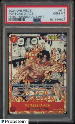 2024 One Piece PRB01 EN Manga Alternate Art #013 Portgas D. Ace PSA 10 GEM MINT - Image 1