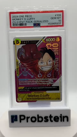 2024 One Piece CS Event Pack Serialized 0907/1000 #109 Monkey D. Luffy PSA 10 - Image 2