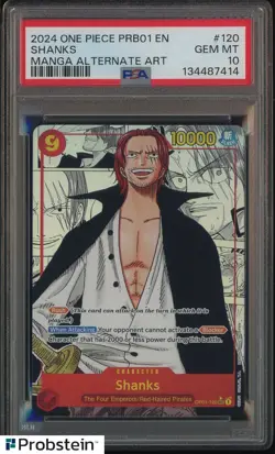 2024 One Piece PRB01 EN Manga Alternate Art #120 Shanks PSA 10 GEM MINT - Image 1