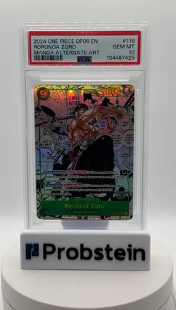 2024 One Piece OP06 EN Manga Alternate Art #118 Roronoa Zoro PSA 10 GEM MINT - Image 2