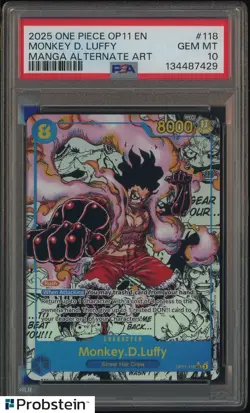 2025 One Piece OP11 EN Manga Alternate Art #118 Monkey D. Luffy PSA 10 GEM MINT - Image 1