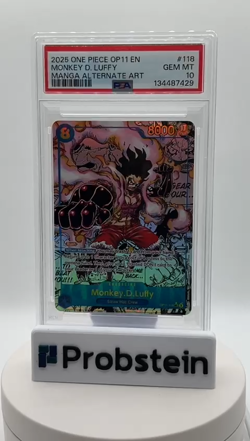 2025 One Piece OP11 EN Manga Alternate Art #118 Monkey D. Luffy PSA 10 GEM MINT - Image 2
